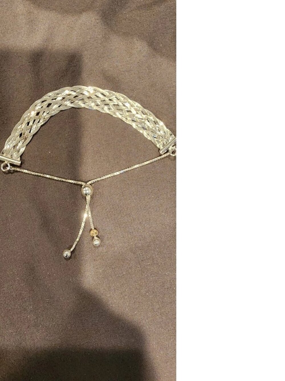 Share Sterling Silver Woven Ladies Adjustable Slider Chain Bracelet